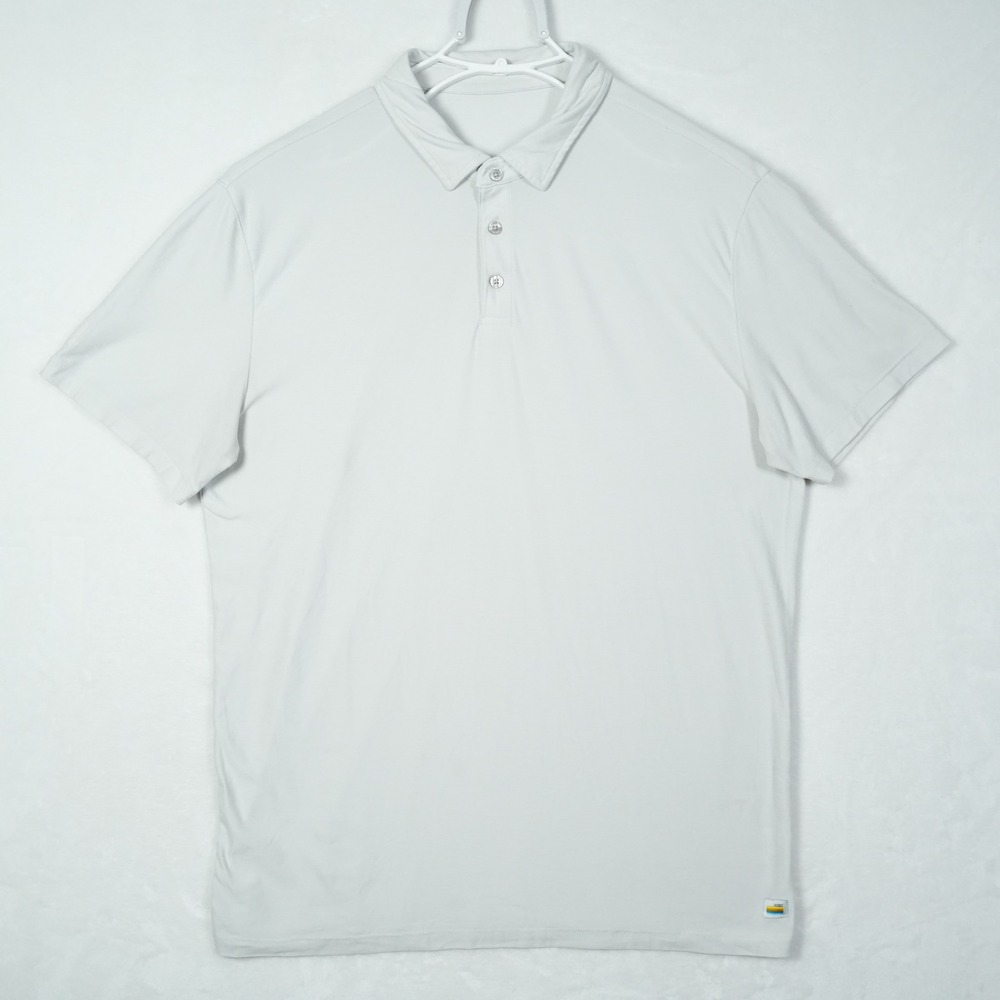 Vuori Strato Tech Polo Mens Large Light Grey Short Sleeve Performance Shirt V188